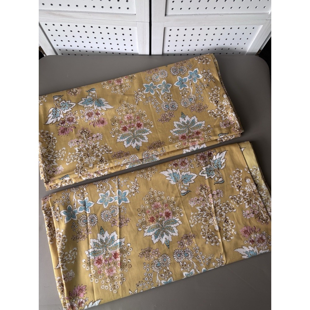 NOT FOR SALE CURRENTLY Mustard Floral Curtains Drapes - Elegant Botanical Patter